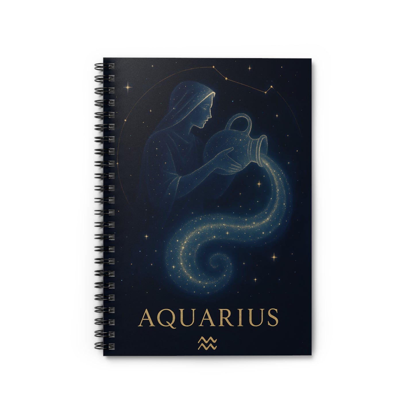 Aquarius Zodiac Galaxy Spiral Notebook – Celestial Astrology Writing Journal (6" x 8", 118 Pages)