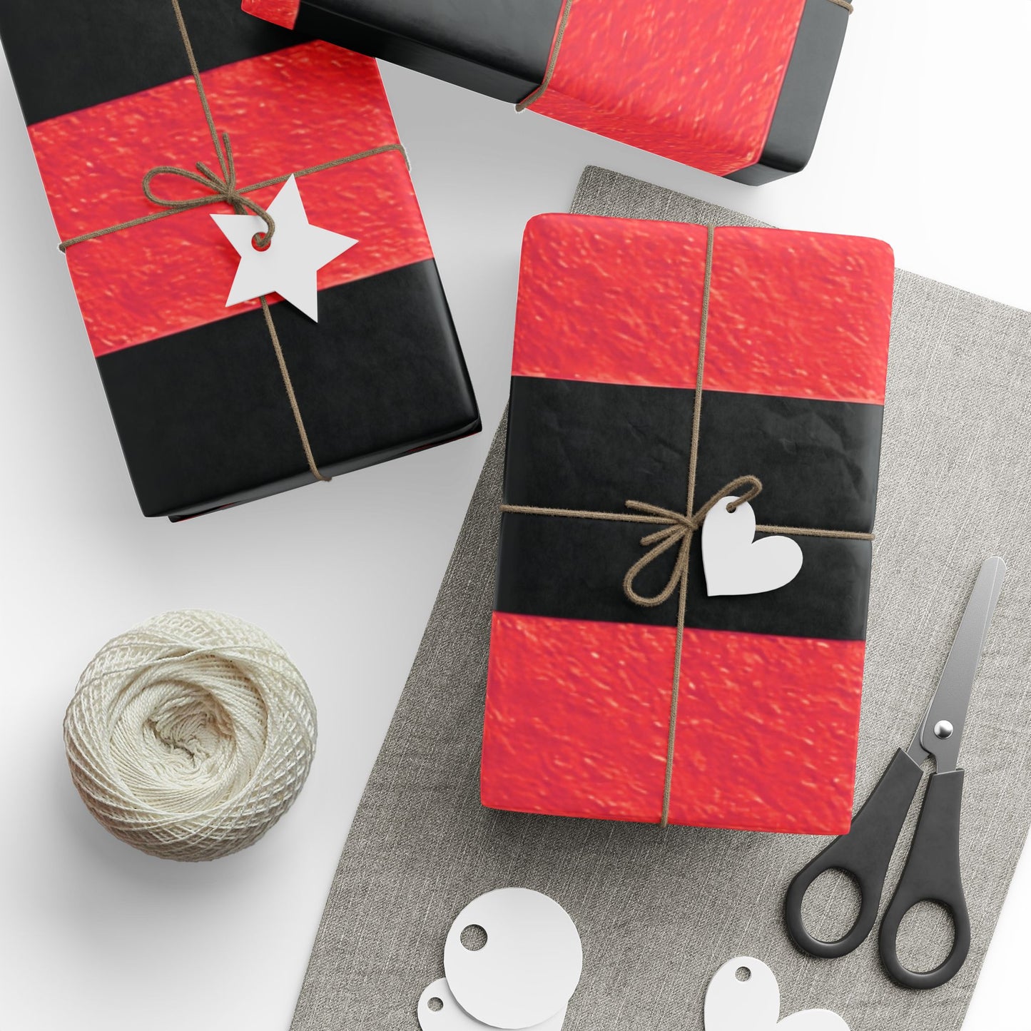 Black and Red Striped Luxury Wrapping Paper – Glossy or Matte Finish, Durable 90gsm