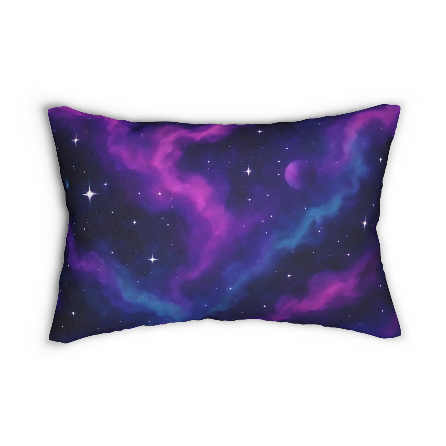 Cosmic Nebula Lumbar Pillow – Purple & Blue Galaxy Print Cushion