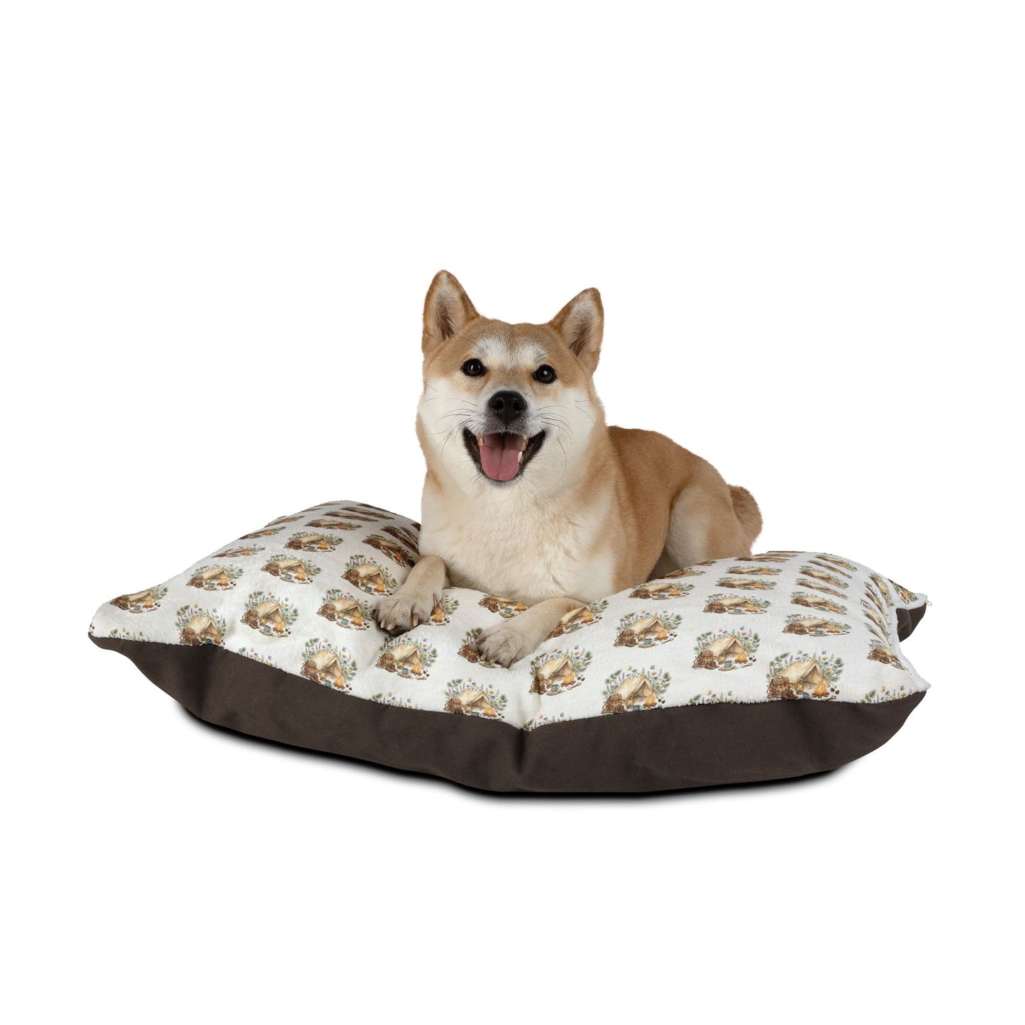 Camping Adventure Pet Bed – Outdoor Camping Pet Cushion – Rustic Woodland Pet Bed