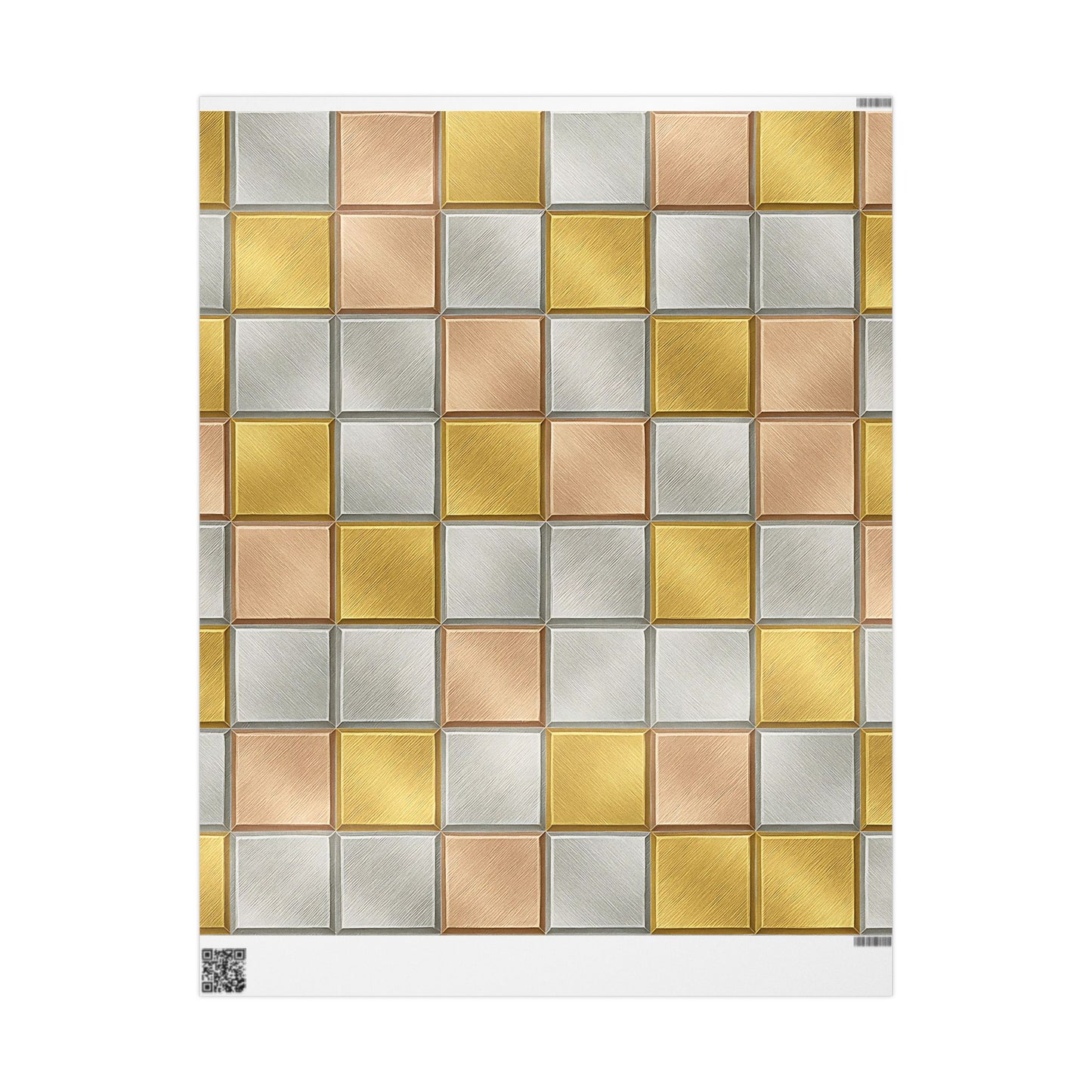 Geometric Metallic Tile Wrapping Paper – Modern Luxury Gift Wrap in Glossy or Matte Finish