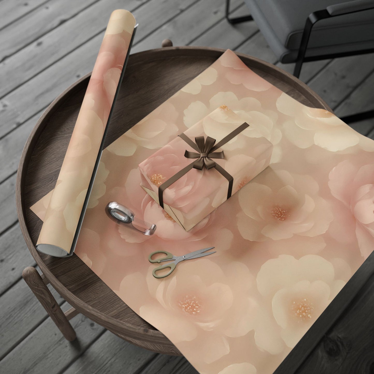 Blush Peony Bloom Wrapping Paper – Luxurious Floral Gift Wrap in Glossy or Matte Finish