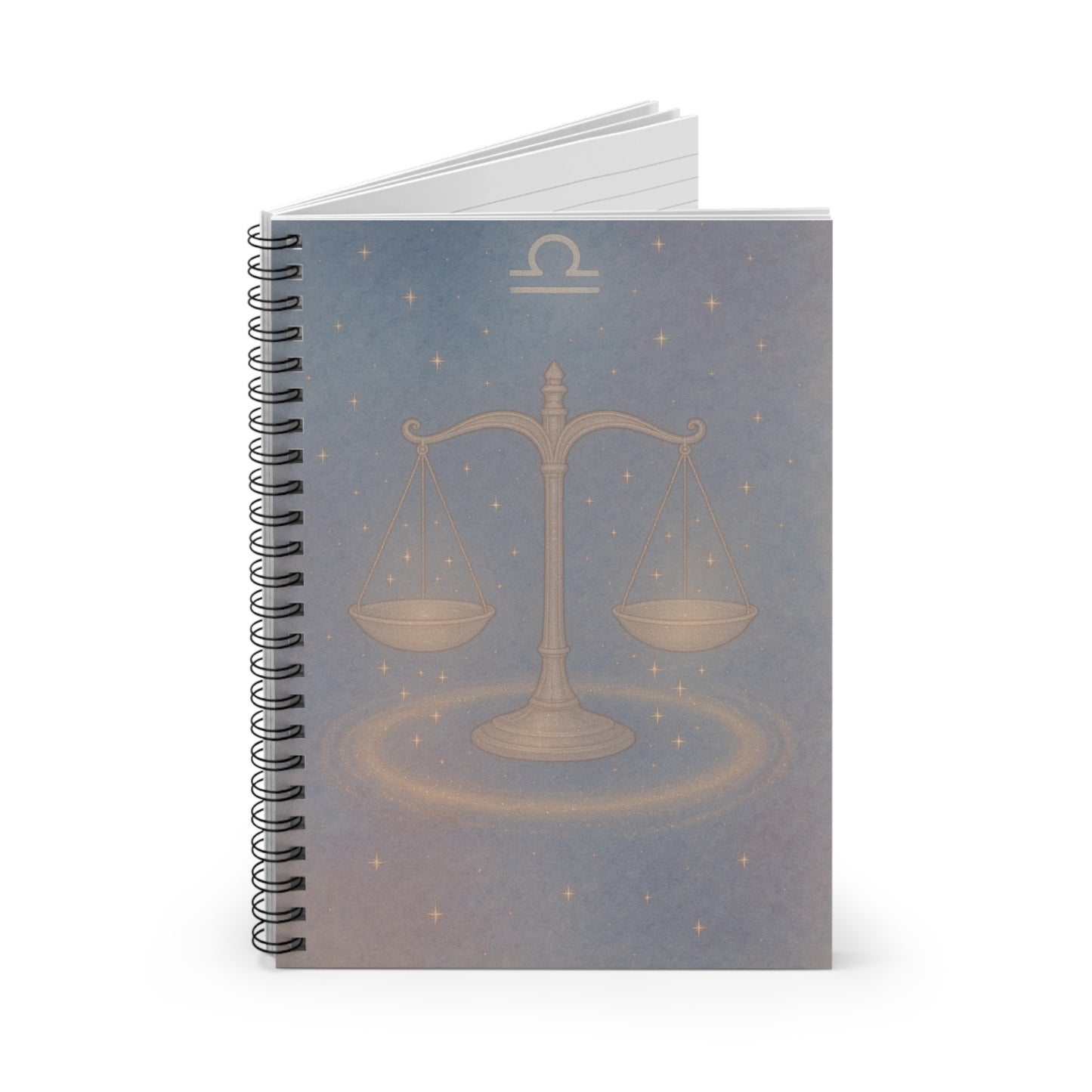 Libra Zodiac Galaxy Spiral Notebook – Celestial Astrology Journal with Balanced Scales Design (6" x 8", 118 Pages)