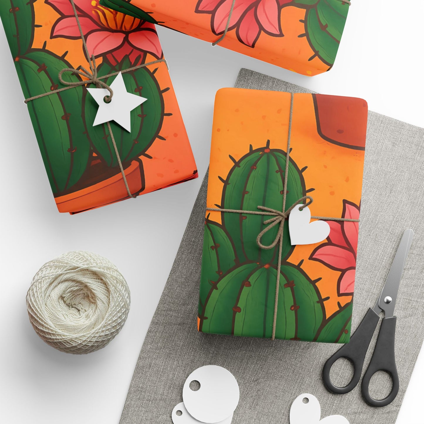 Cactus Bloom Wrapping Paper – Vibrant Desert Succulent Design in Terracotta Pots