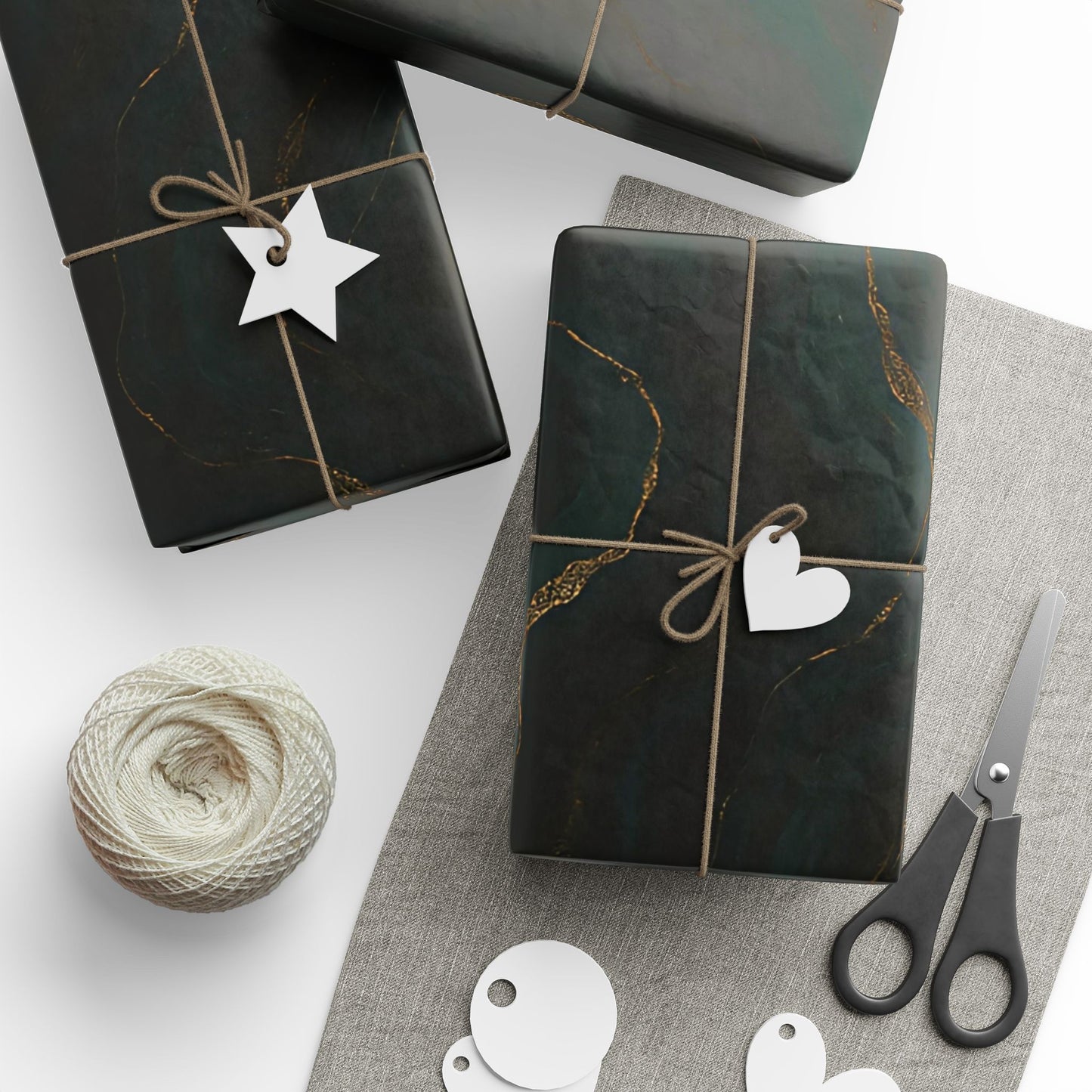 Emerald & Gold Marble Wrapping Paper – Luxurious Stone-Inspired Gift Wrap in Glossy or Matte Finish