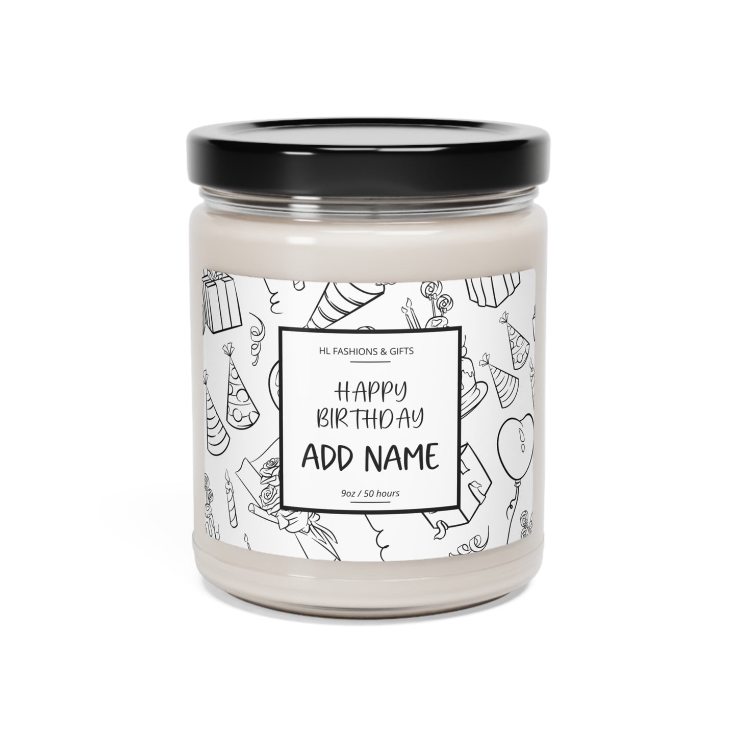 Custom Happy Birthday Soy Candle - Black Label
