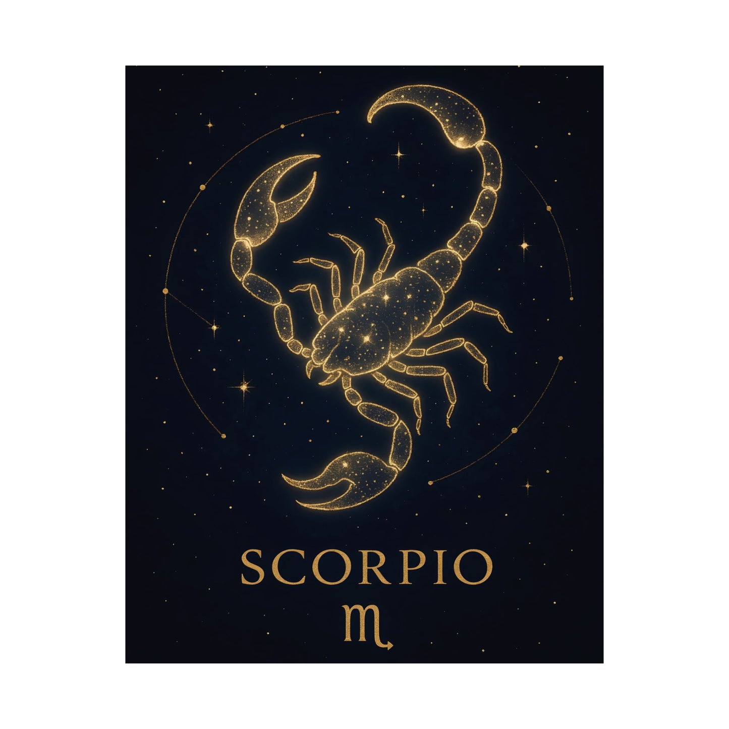 Scorpio Zodiac Constellation Matte Poster – Golden Scorpion Astrology Wall Art Print (Multiple Sizes)