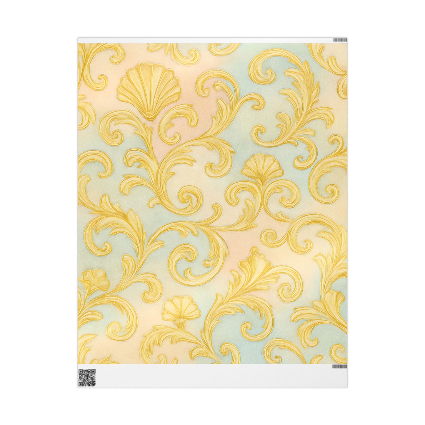 Baroque Gold Scroll Wrapping Paper – Luxury Gift Wrap in Glossy or Matte Finish