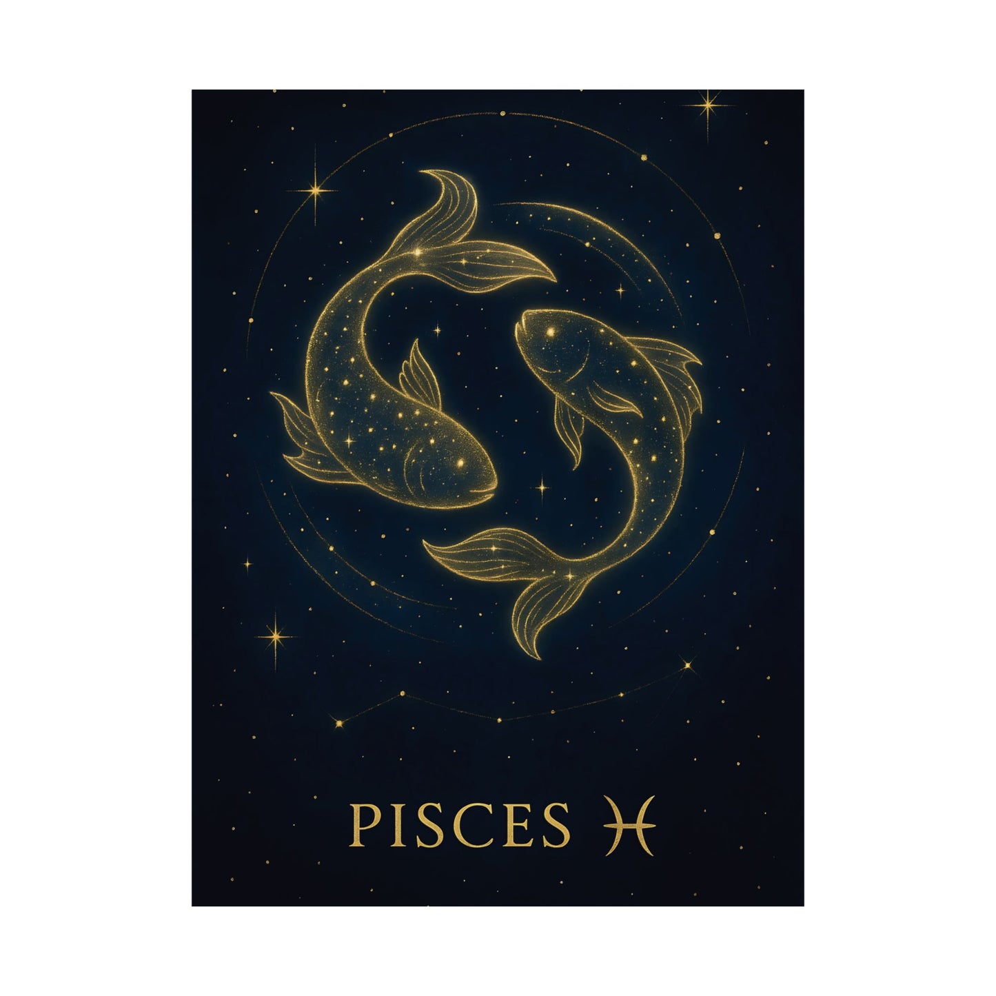 Pisces Zodiac Constellation Matte Poster – Celestial Two Fish Astrology Wall Art Print (Multiple Sizes)