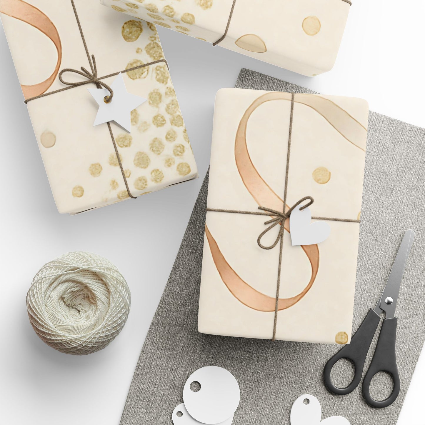 Elegant Gold Confetti & Ribbon Wrapping Paper – Luxurious Gift Wrap in Glossy or Matte Finish