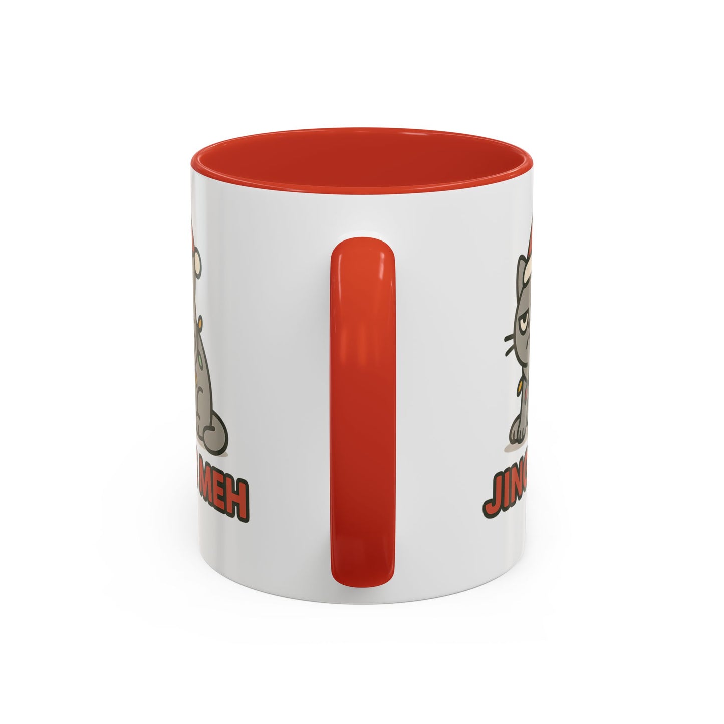 Funny “Jingle Meh” Christmas Cat Mug – Grumpy Holiday Coffee Cup, 11oz & 15oz Ceramic