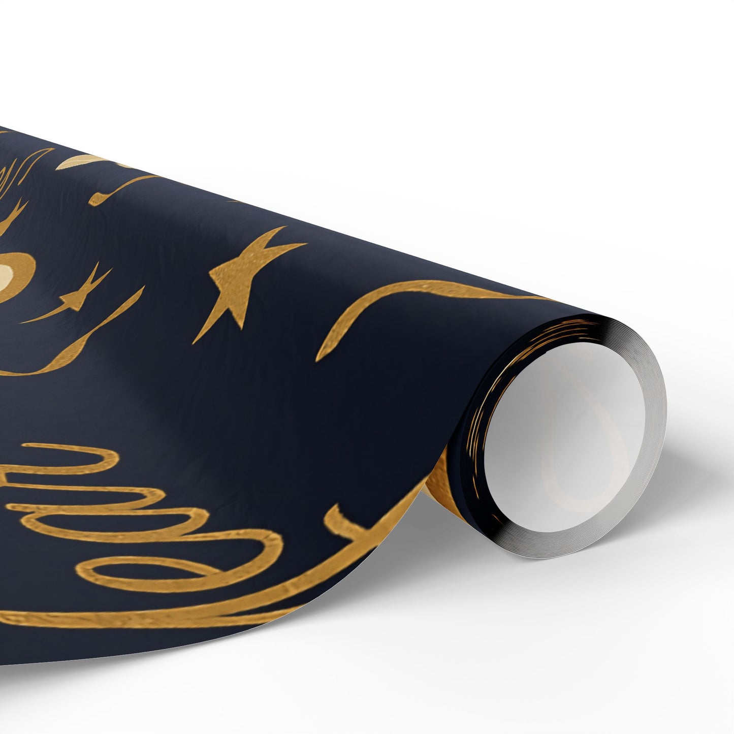 Midnight Celebration New Year Wrapping Paper – Clocks, Champagne & Confetti on Navy