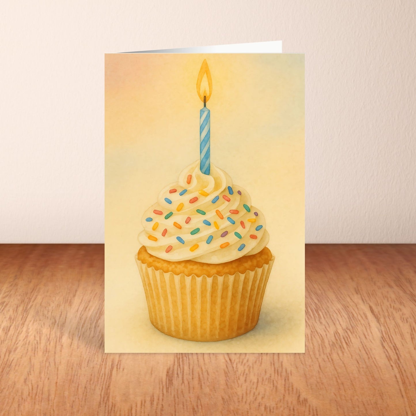 Blank Inside 5.5 x 8.5 Party Cupcake Celebration Greeting Card - Digital Download