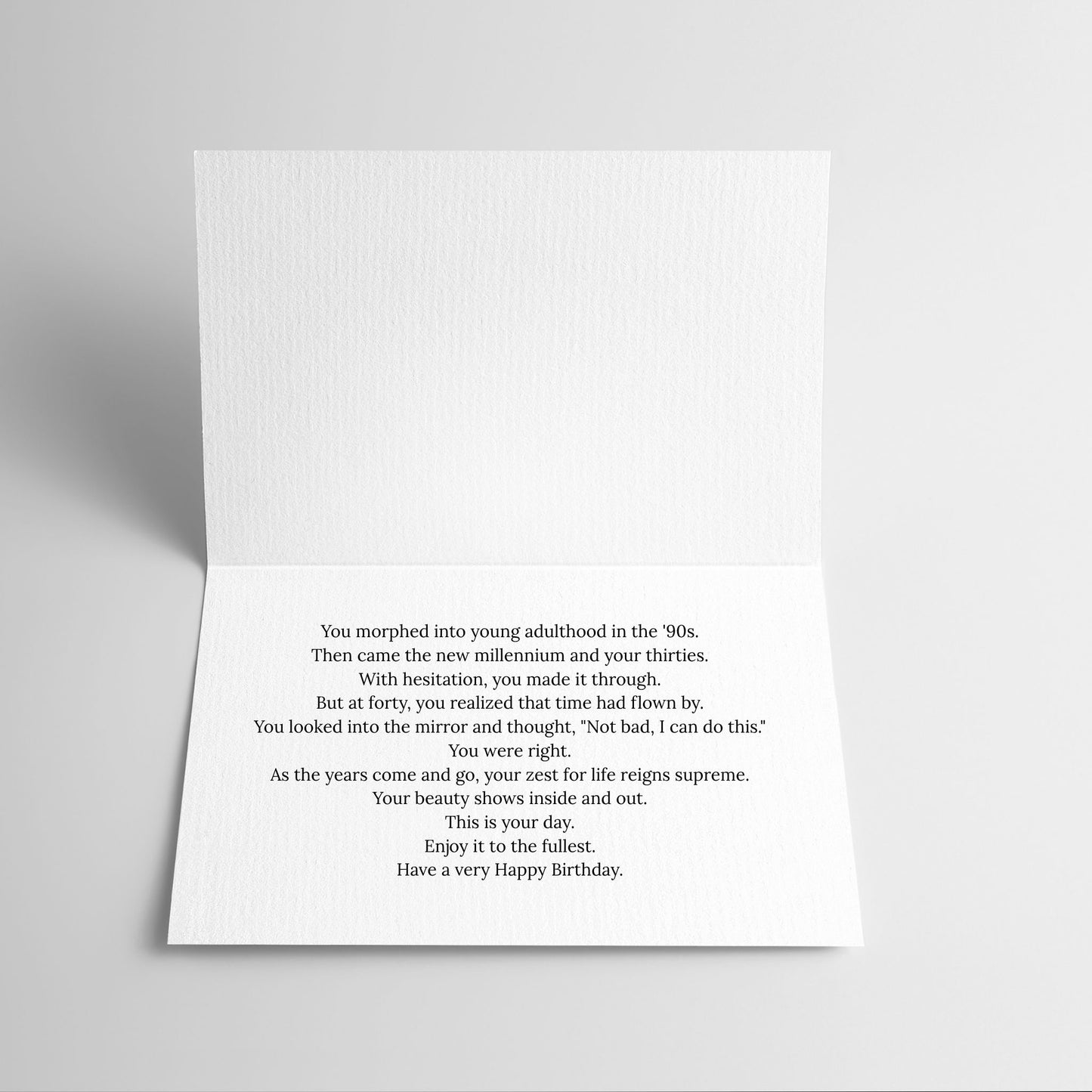 Greeting card with a birthday message on a white background