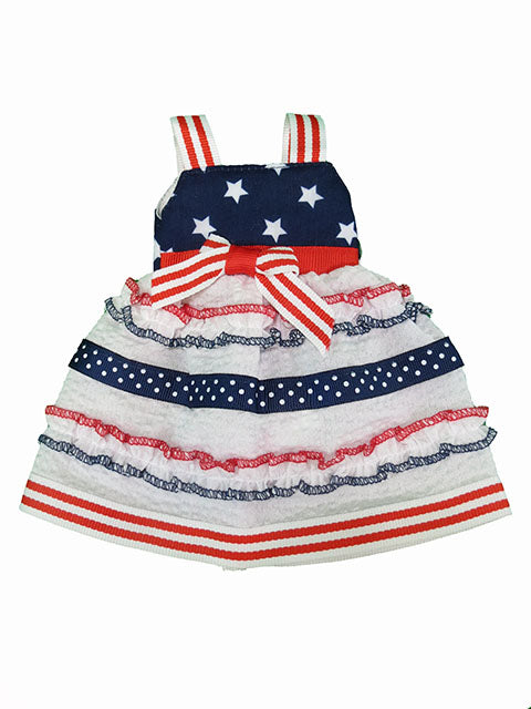 American Flag Tiered Dress for 14 1/2-inch dolls Flat