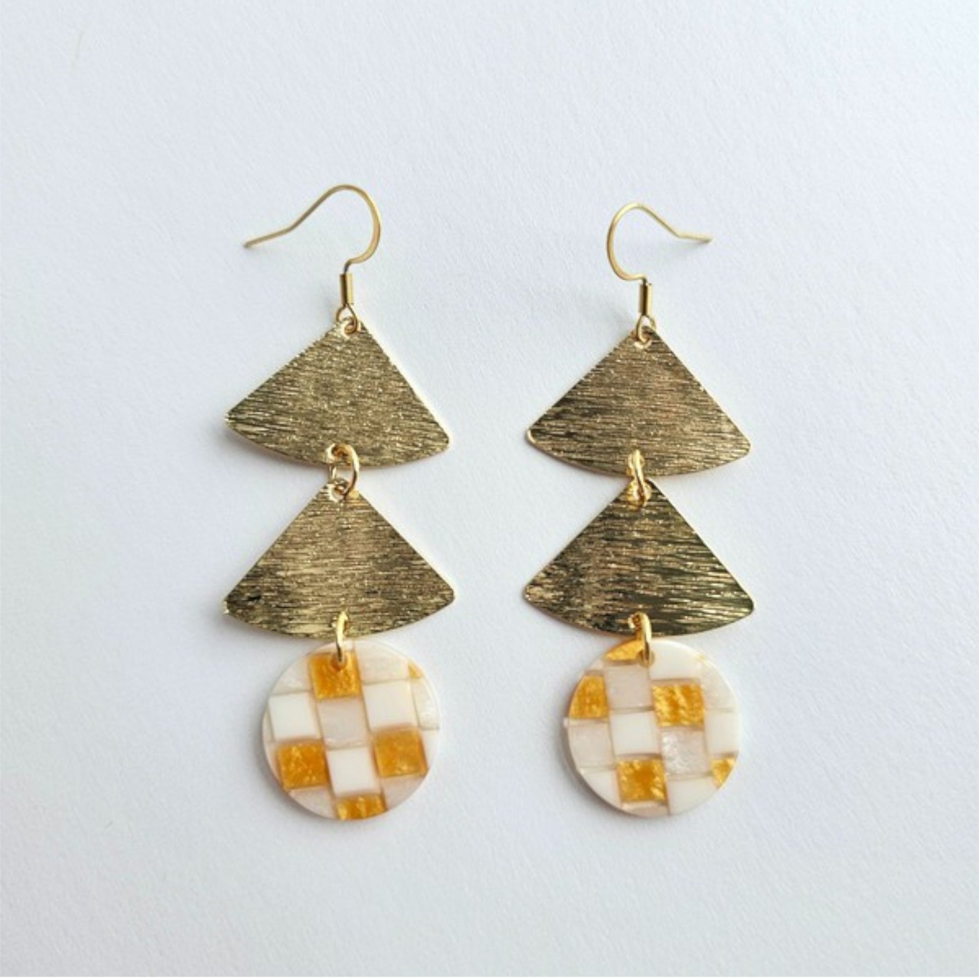 Anya - Golden Checker Earrings
