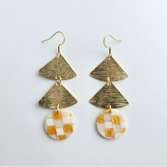 Anya - Golden Checker Earrings