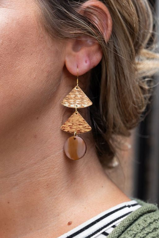 Anya - Mauve & Copper Earrings on Model