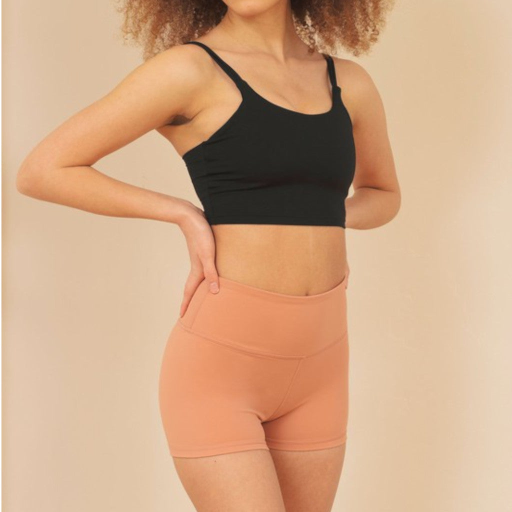 Apricot Naomi Brushed Nylon Training Shorts Front view