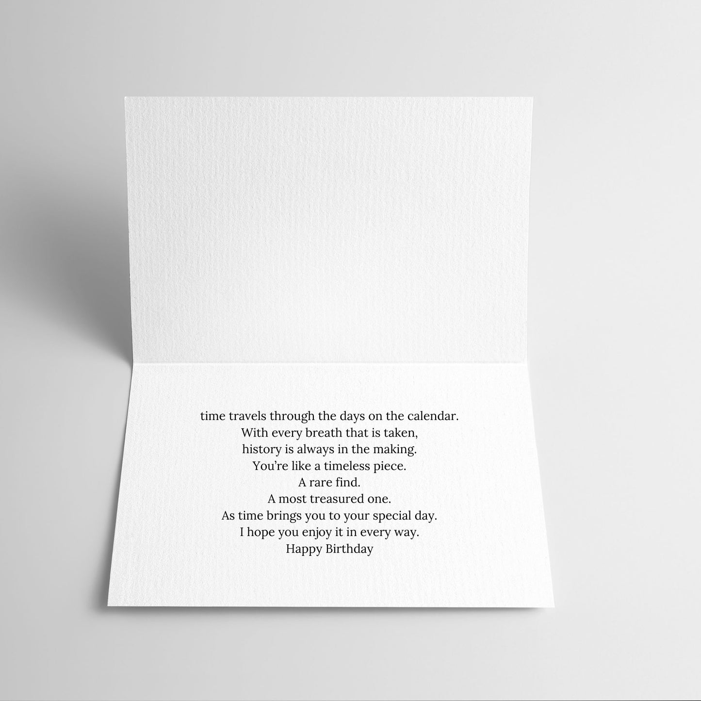 Greeting card with a birthday message on a gray background