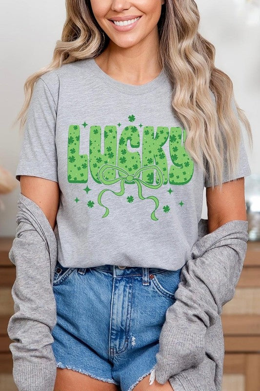 Athletic Heather Coquette Lucky Bow Graphic Tee
