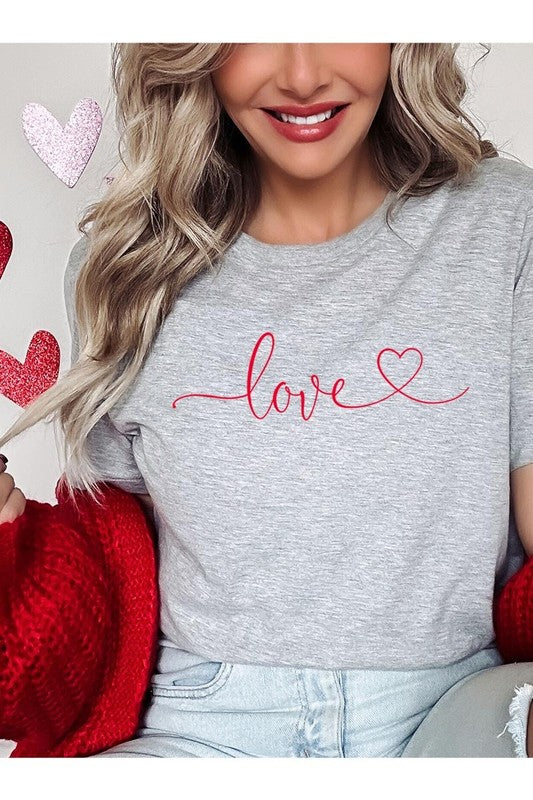 Athletic Heather Love With Heart Graphic Tee