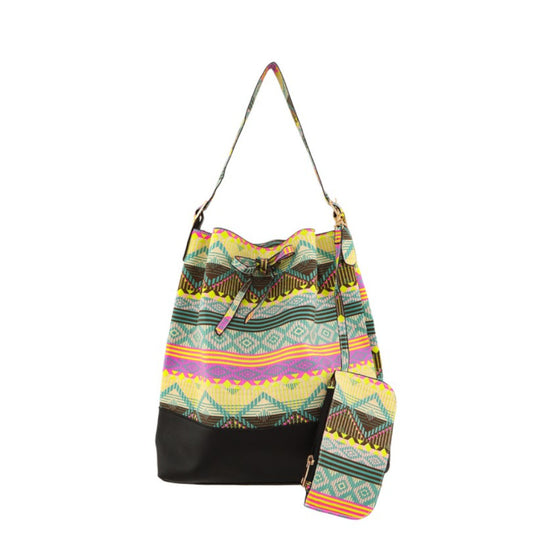 Aztec Pattern Tote Bag with Coin purse Front view
