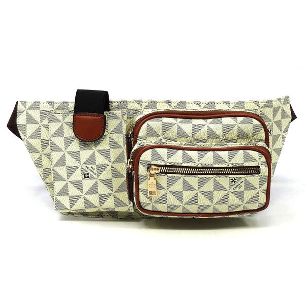 Beige Tan Monogram Fanny Bag Waist Bag Front view