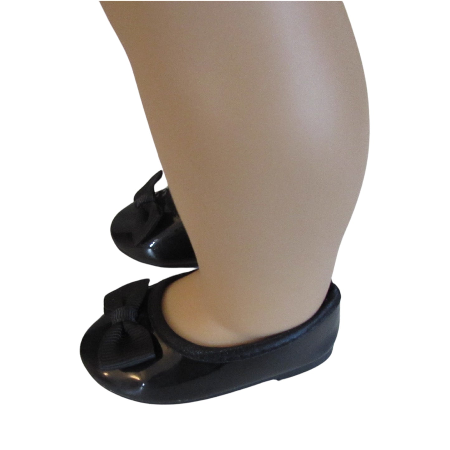 Black Bow Flats for 18-inch Dolls with doll Side view