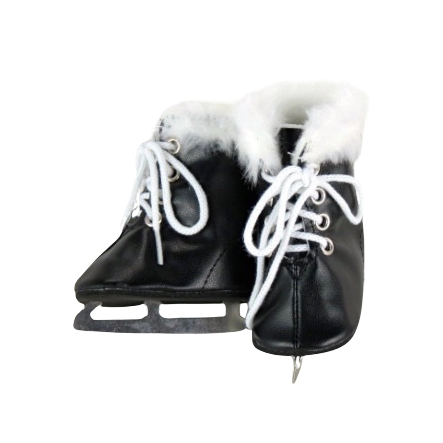 Bllack Ice Skates for 18-inch dolls Front and Side view