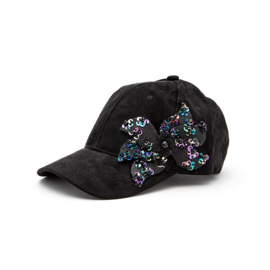 Beaded Flower Suede Fashion Cap