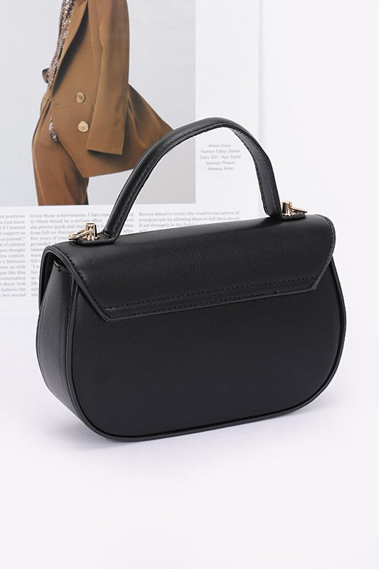 Black Camellia Flower Top Handle Swing Bag Back view