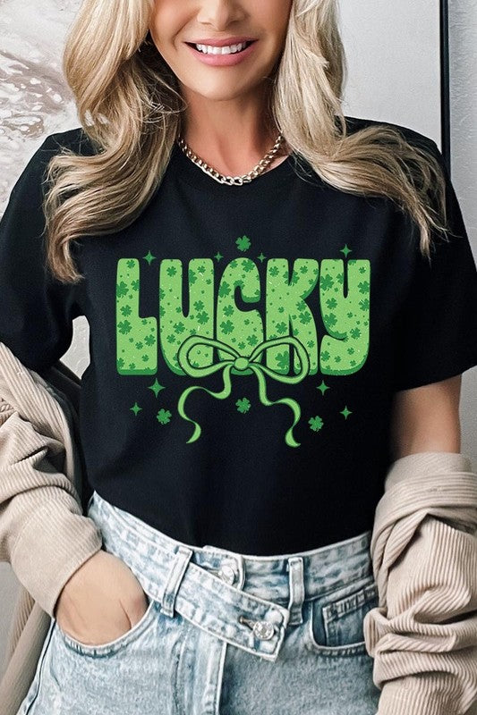 Black Coquette Lucky Bow Graphic Tee