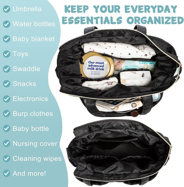 Black Diaper Bag Tote Baby Diaper Bag interior view