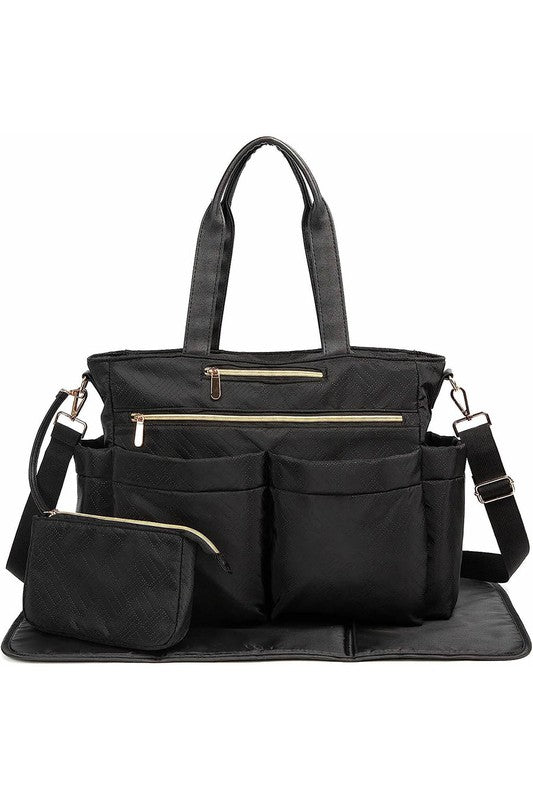 Black Diaper Bag Tote Baby Diaper Bag with pad