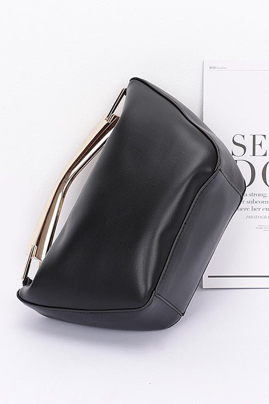 Black Gold Bar Handle Iconic Swing Bag Bottom view