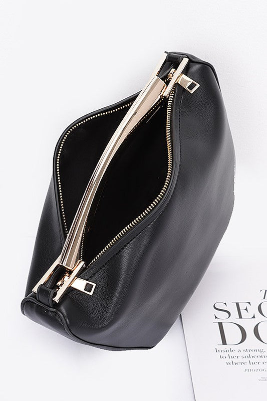 Black Gold Bar Handle Iconic Swing Bag Open view