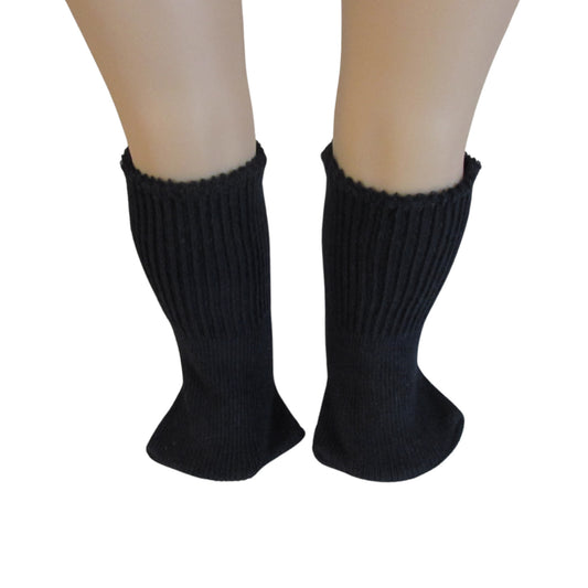Black Knee Socks for 18-inch dolls on doll Front view