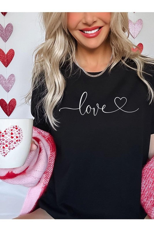 Black Love With Heart Graphic Tee