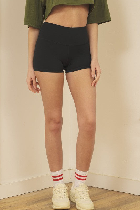 Black Naomi Brushed Nylon Training Shorts Front view