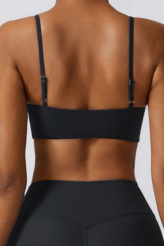 Black Outside Wear Quick-Drying Sports Bra Back view