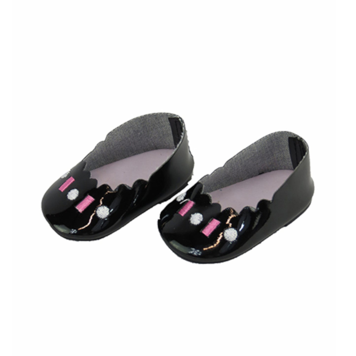 Black Scalloped Trim Flats for 18-inch dolls