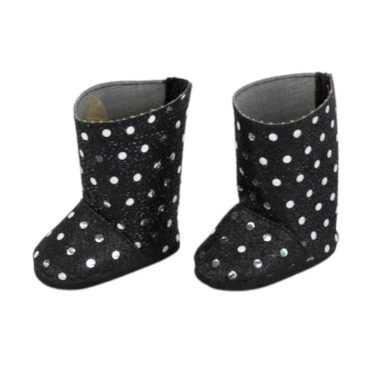 Black Sequin Mesh Boots for 18-inch dolls