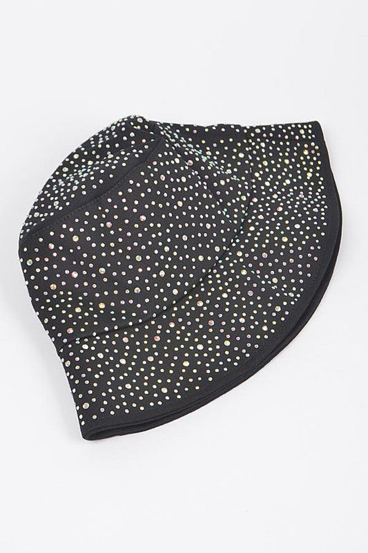 Black Sparkly Canvas Bucket Hat Flat