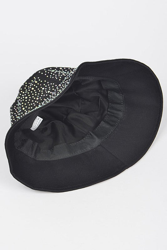 Black Sparkly Canvas Bucket Hat Inside view