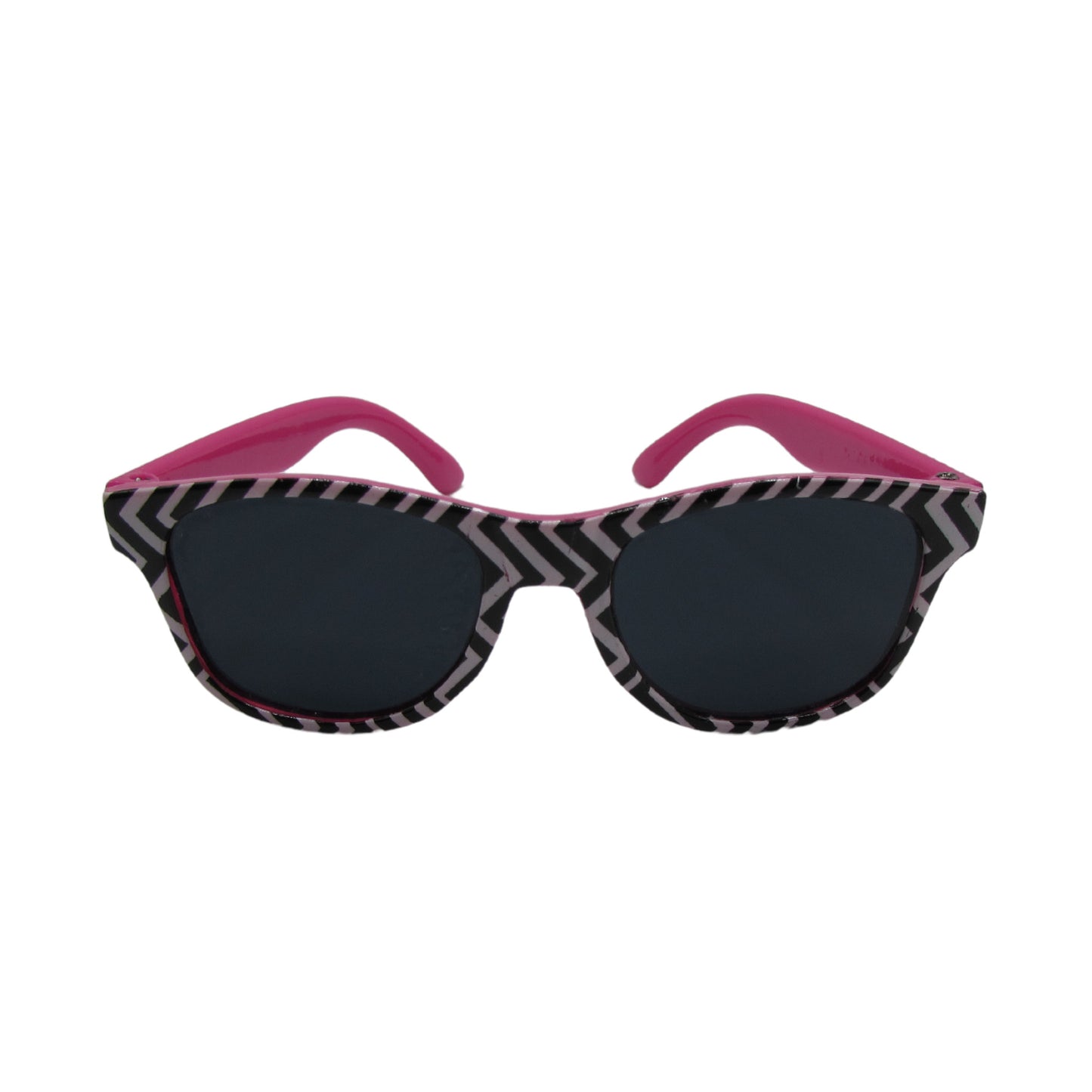 Black and White Chevron Sunglasses with Hot Pink for 18-inch dolls Front view