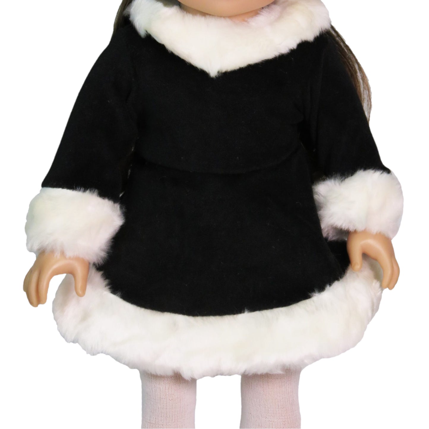 Black and White Figure Skater Outfit for 18 inch dolls Up Close with doll