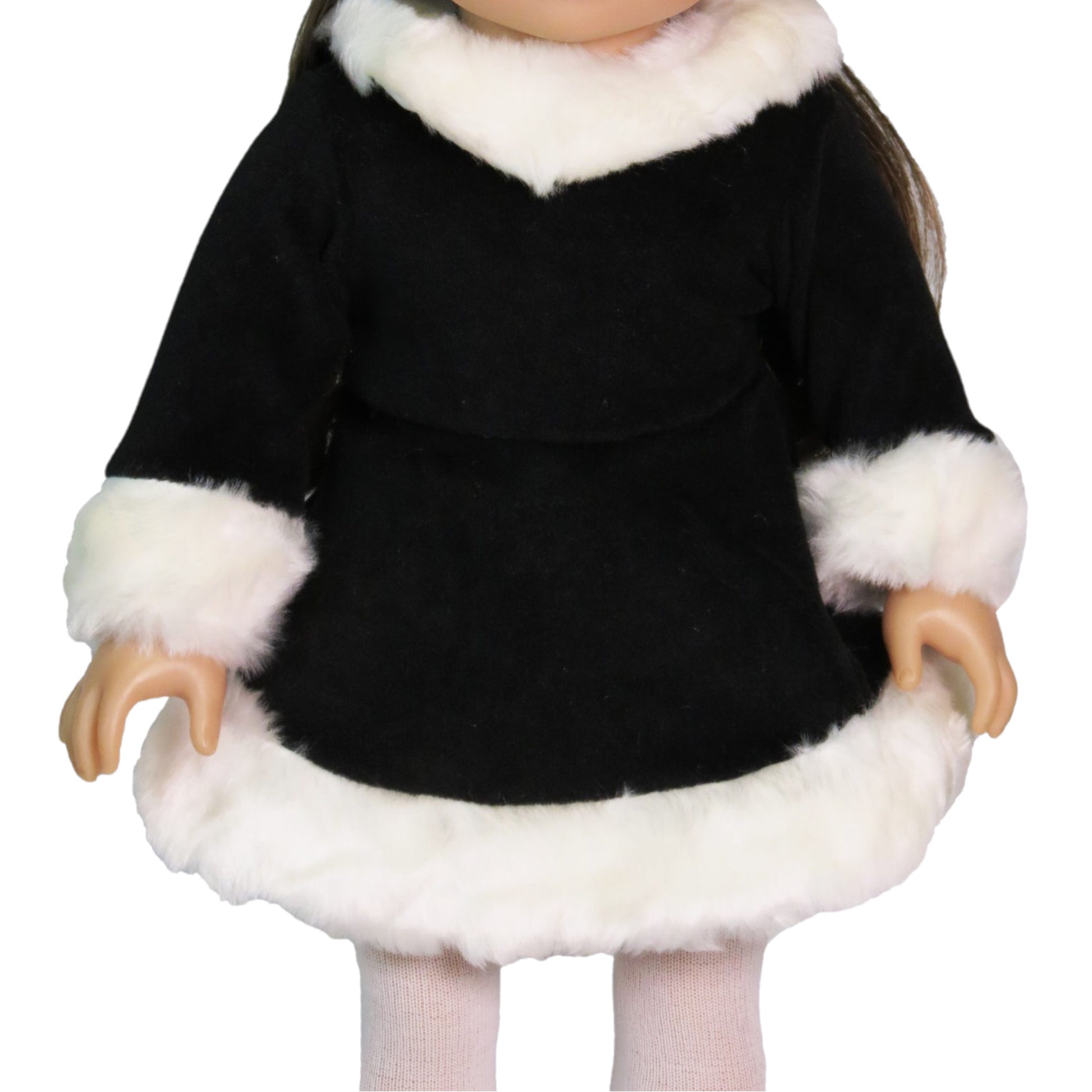 Black and White Figure Skater Outfit for 18 inch dolls Up Close with doll