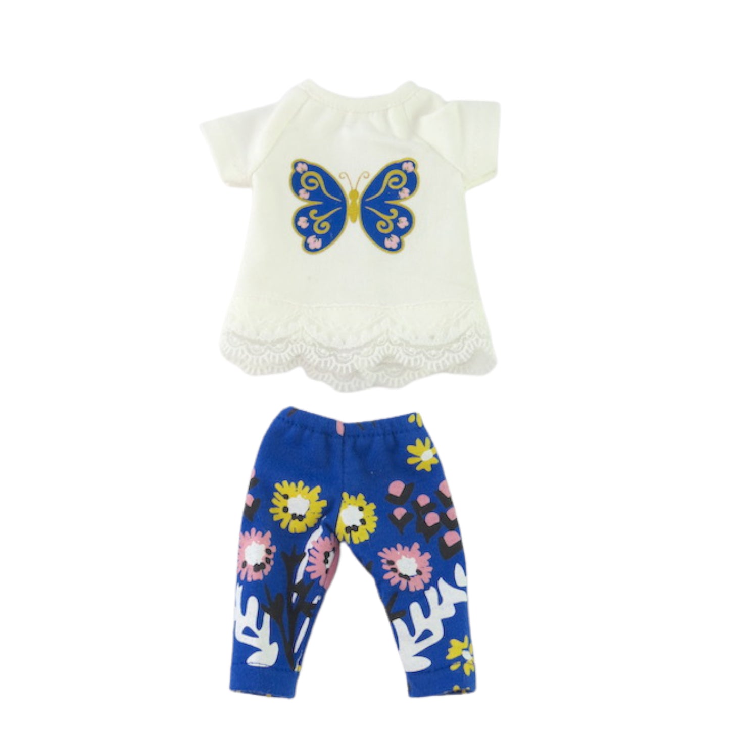 Blue and Gold Butterfly Pants for 14 1/2-inch dolls Flat
