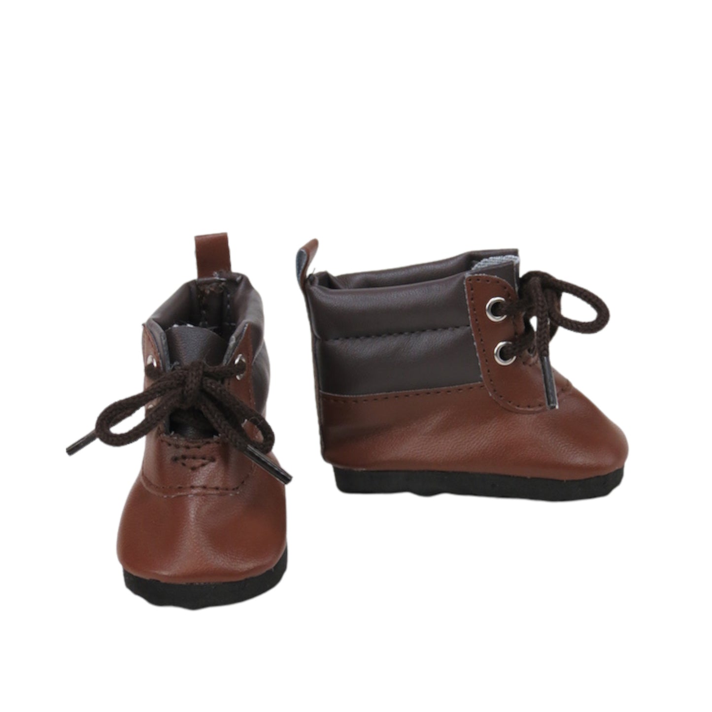 Brown Boots for 18-inch dolls Side and Inside view